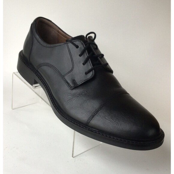 JOHNSTON & MURPHY Men's Cap Toe Leather Oxfords, Black (Size 10 M) - Picture 1 of 10